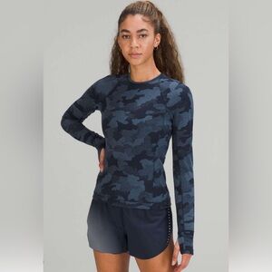 RULU RUN LONG SLEEVE SHIRT Heritage Speckle Camo True Navy Size: 16